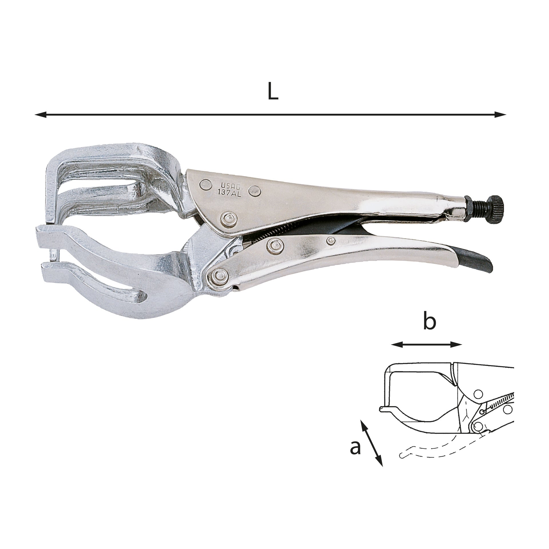 137 AL - Pince réglable autobloquante à mors fourche en aluminium - Usag - U01370201 137 AL - Pince réglable autobloquante à mors fourche en aluminium - Usag - U01370201